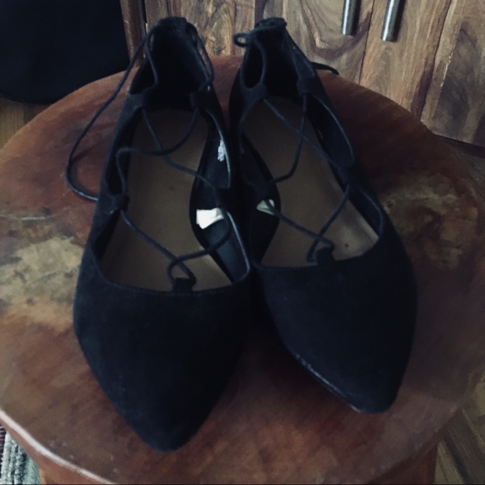 Black Lace Up Flats